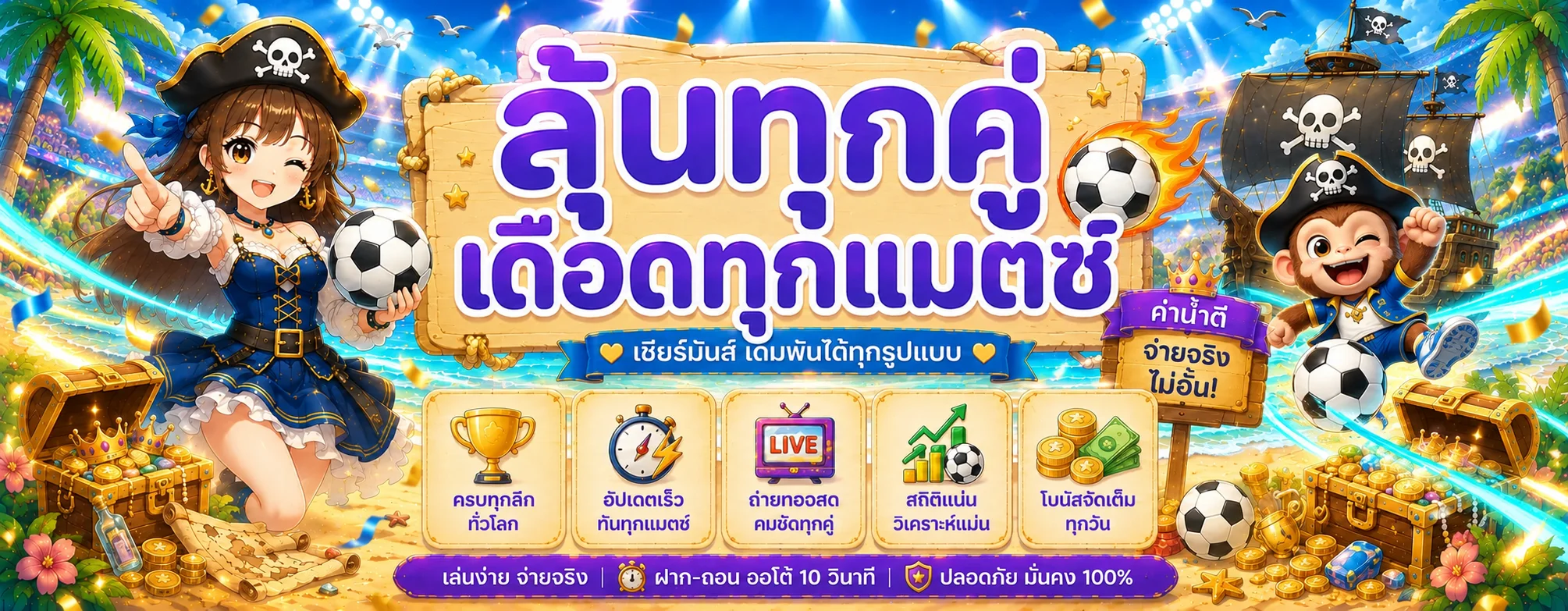 แบนเนอร์กีฬา PUNG928 พร้อมฟุตบอลและสถิติการแข่งขัน