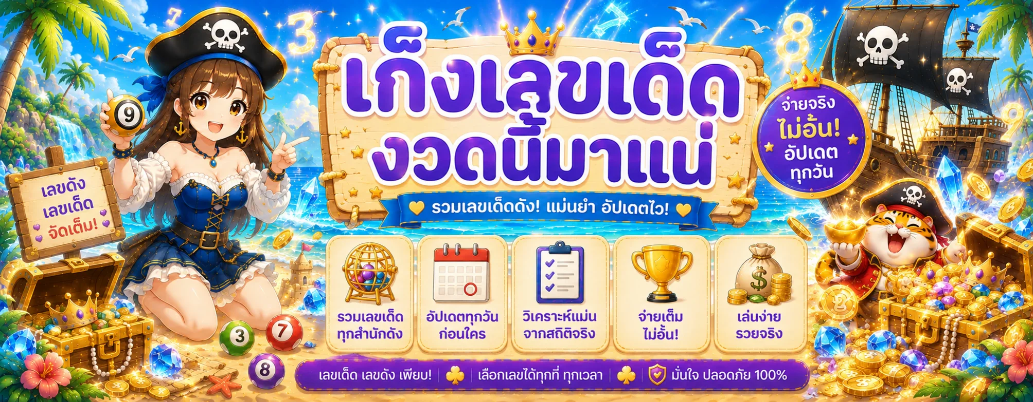 แบนเนอร์หวย PUNG928 พร้อมลูกบอลตัวเลขและตารางผล